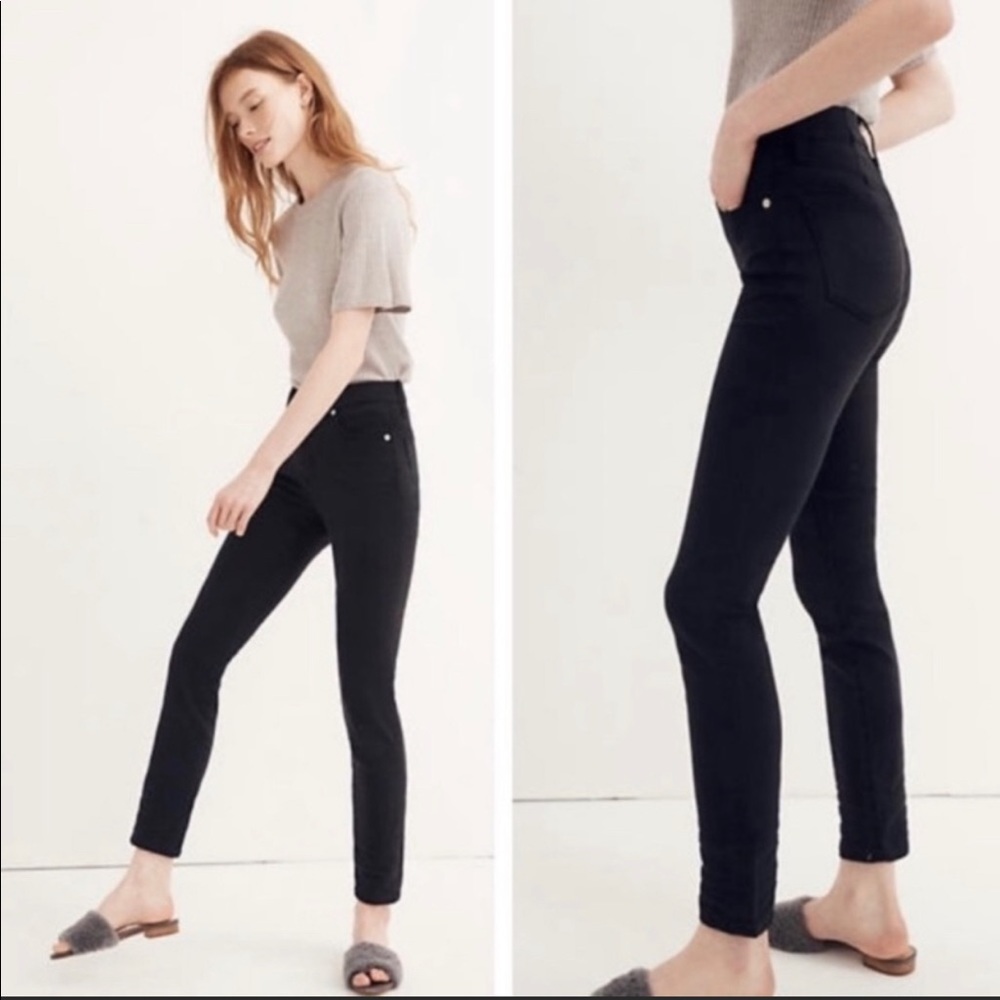 Madewell 9" High-Rise Skinny Black Sateen Jeans
